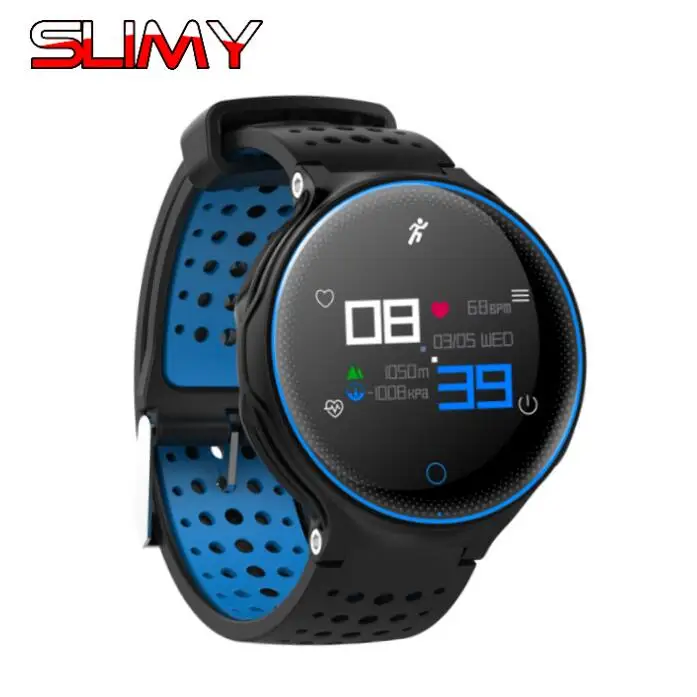 Black Blue Slimy X2 Plus IP68 Водонепроницаемые умные часы для плавания с монитором сердечного ритма умные часы ультра-длительный режим ожидания для IOS Android телефона - Цвет: Black Blue