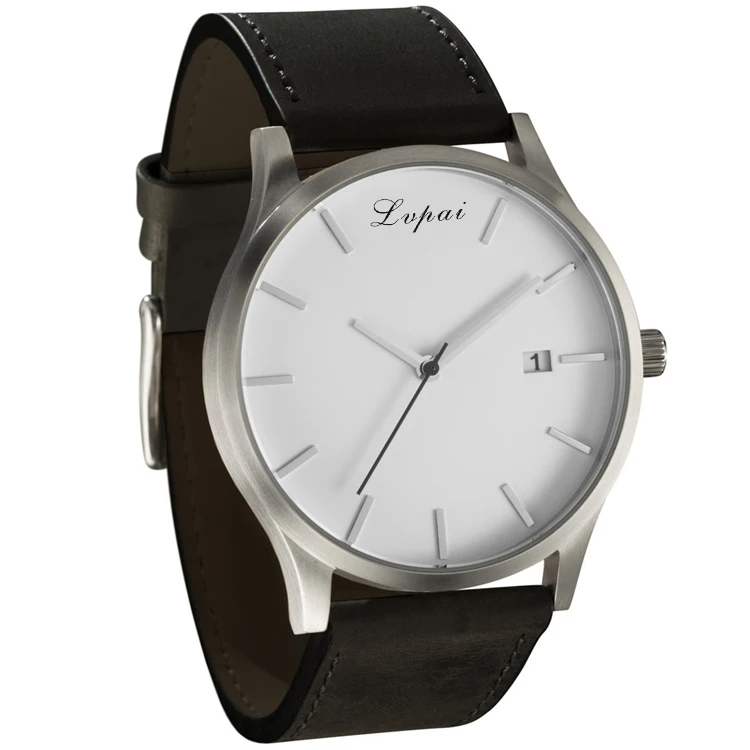 Black White Военные кварцевые мужские часы, кожаные спортивные часы, Reloj, модные часы с большим циферблатом, высокое качество, наручные часы, Relogio Masculino - Цвет: Black White