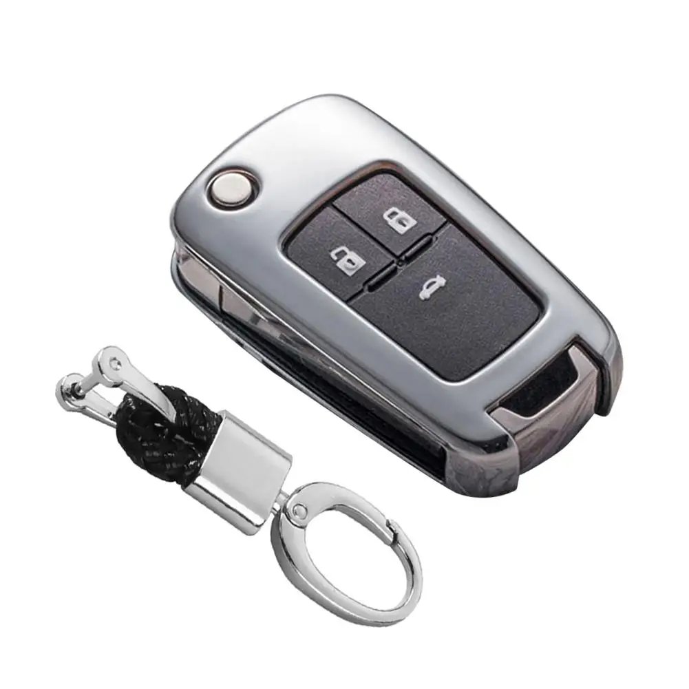 with keychain Мягкий TPU чехол для ключа для Chevrolet для Buick для Cruze Aveo Trax Защитные чехлы для сидений, сшитые специально для Opel Astra Corsa Meriva Zafira Antara J ключ защиты - Название цвета: with keychain