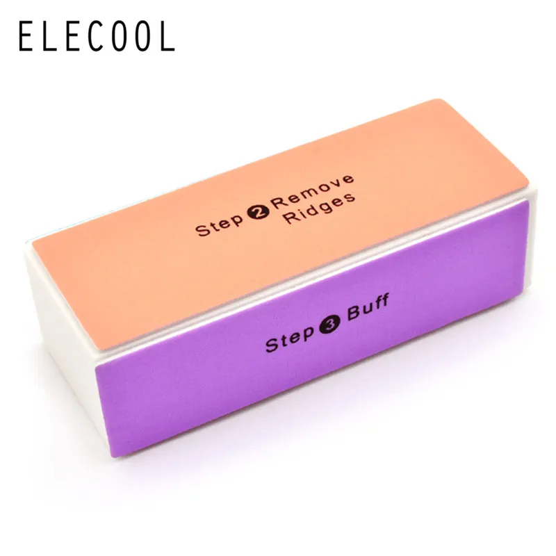 ELECOOL 4 лица 4 шаг Pro красочная пилка для ногтей Полировочный блок шлифовальный дизайн ногтей маникюрный спонж Setback инструменты для дизайна ногтей
