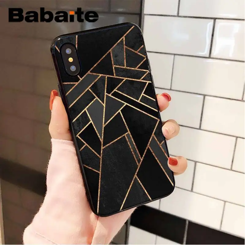 Babaite черный золотой мраморный ТПУ Черный чехол для телефона, чехол для iPhone 8 7 6 6S Plus X XS MAX 5 5S SE XR 11 11pro 11promax Shell