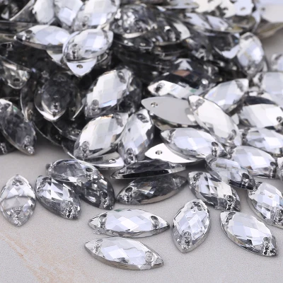 crystal 7*15 мм шитья с украшением в виде кристаллов Flatback стразы пришить кристаллы Камни лошадь; глаза; акрил страз для торжественное платье 200 шт./лот - Цвет: crystal