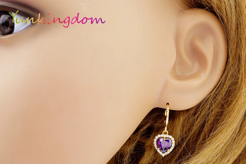 Женские Романтические серьги капельки Yunkingdom с фиолетовыми кристаллами и