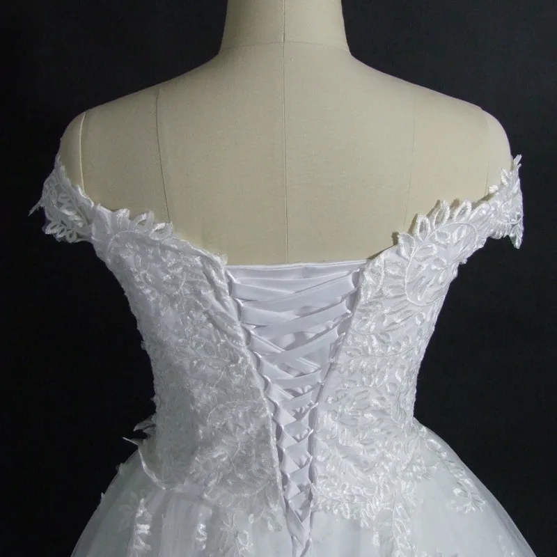 QQ Lover белое свадебное платье с открытыми плечами Vestido De Noiva свадебное платье с шлейфом на заказ размера плюс свадебное Тюлевое платье для свадьбы
