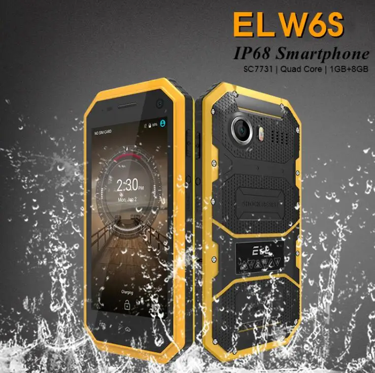E &amp L W6S 4 5 &quotips Android 7 0 Мобильный Телефон IP68 водонепроницаемый ударопрочный SC7731
