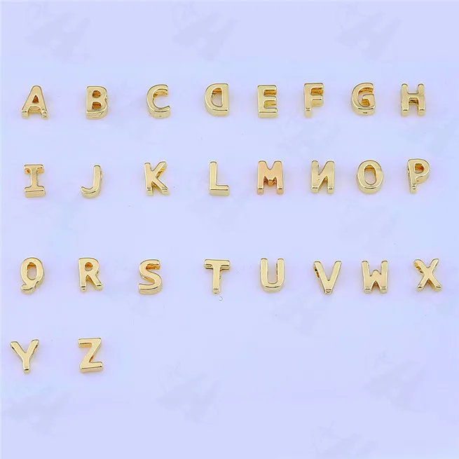 Gold 26 шт. A-Z заглавная буква начальный Крошечный Кулон Шарм, изысканные буквы английского алфавита подвески, верхний чехол золотые полированные буквы - Окраска металла: Gold