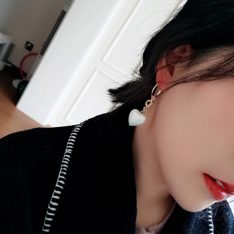 MENGJIQIAO элегантный корпус имитация жемчуга длинные Pendientes Mujer Moda Мода Сердце Акриловые праздничные круглые серьги ювелирные изделия