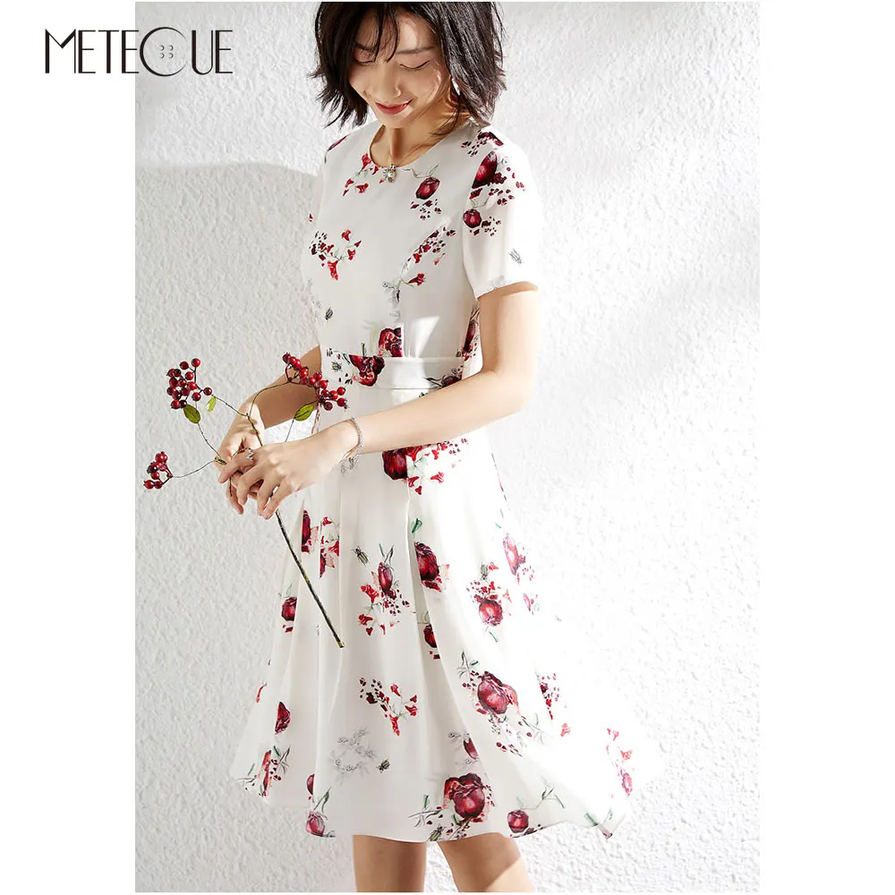 100% шелковое платье миди с фруктовым принтом весна лето 2019 модные летние платья
