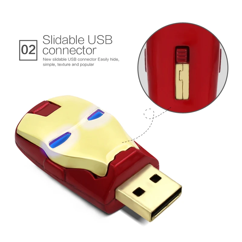 Металлический флеш-накопитель USB 4 Гб 8 Гб пендрайв 16 Гб накопители 32 Гб флеш-карта 64 Гб Железный человек на.