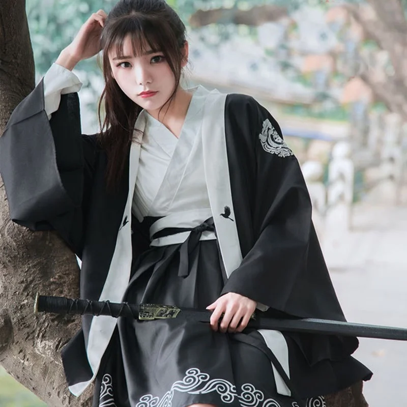 Юката Женские кимоно традиционное японское кимоно платье obi haori японская косплей одежда Гейша костюм TA507