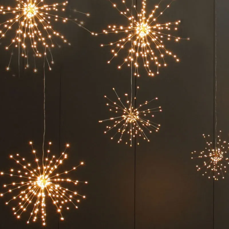 Solar Powered Hanging Starburst String Light Two styles 200 Leds DIY Copper/Silver Wire Fairy Christmas Decoration Twinkle Lamp