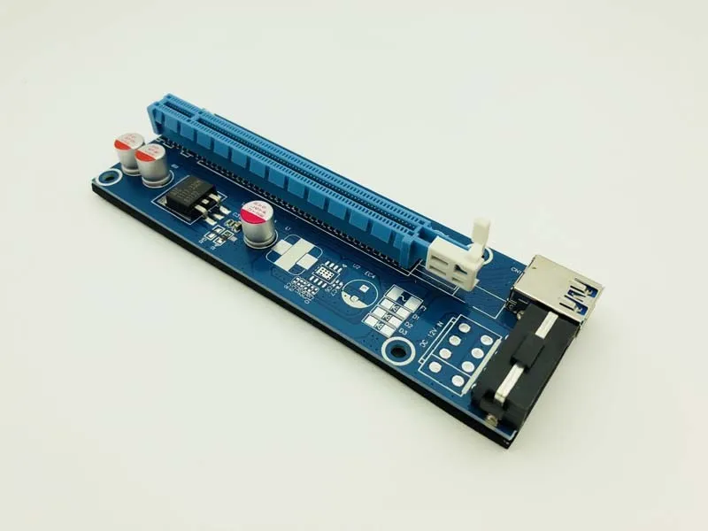100 шт. VER006 PCI-E Riser Card 006 PCI Express 1X к 16X удлинитель USB 3 0 кабель SATA 4Pin Molex Power для BTC Miner Mining |