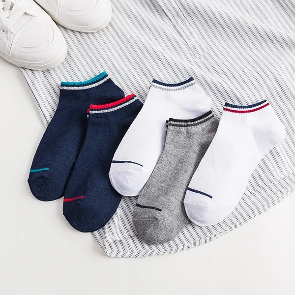 One stroke Socks 10 шт. = 5 пар/лот, весенне-летние мужские хлопковые короткие носки для мужчин, деловые Спортивные Повседневные однотонные короткие мужские носки, носки-Тапочки - Цвет: One stroke Socks