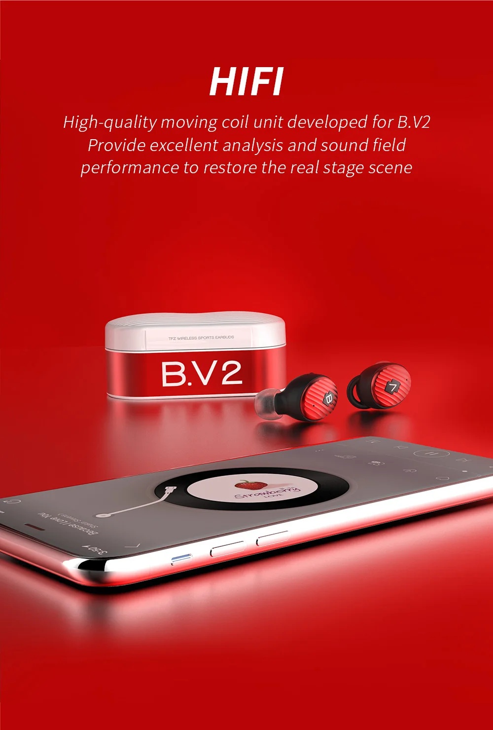 TFZ/B. V2 TWS Ture беспроводные наушники Bluetooth 5,0 с чехол для зарядки, 3D стерео звук наушники с двойным микрофоном