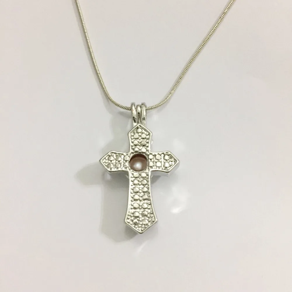 Большой медальон-крестик клетка может открыть и поставить жемчуг жемчужная