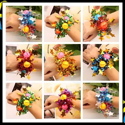 

Kindergarten dance props Children Day activity Sports meeting kid adult Metal foil hand flower sequin wrist bell bracelet