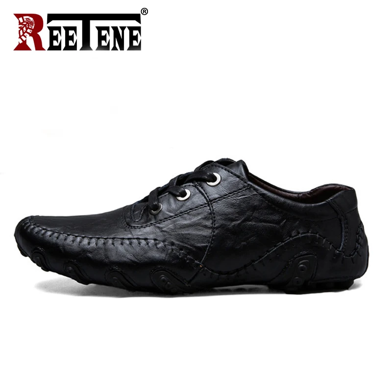 Black04 REETENE/новые удобные водонепроницаемые мокасины; лоферы; Мужская обувь; кожаная обувь; Мужская Повседневная зимняя обувь; мужские уличные кроссовки; мужская обувь - Цвет: Black04