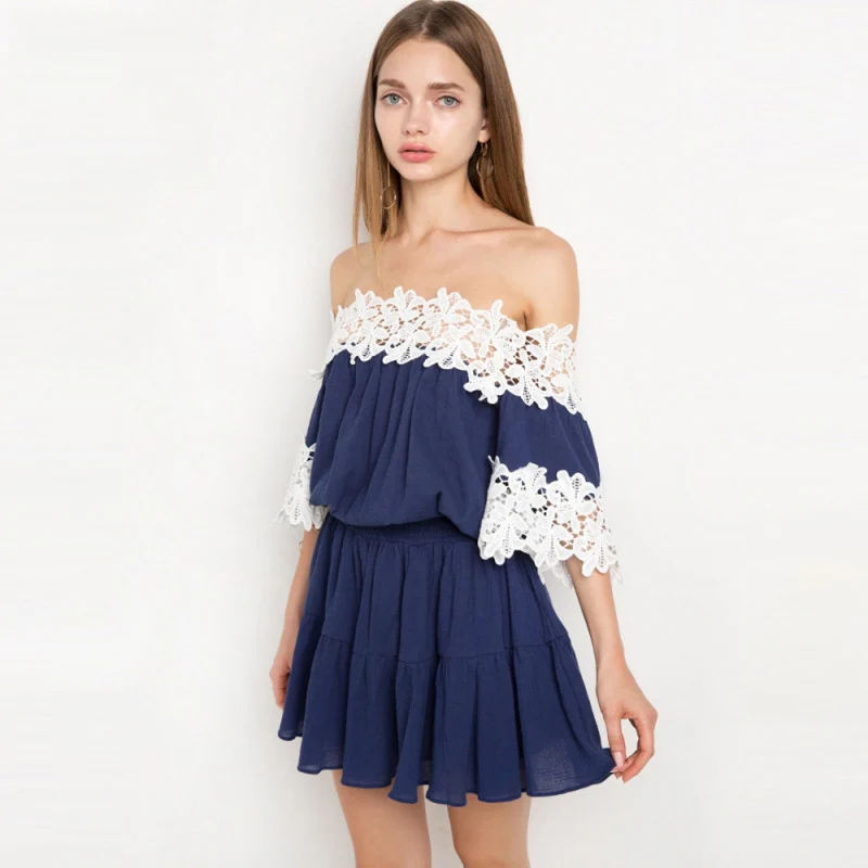 Милое кружевное платье для женщин Vestido De Renda с открытыми плечами уникальное