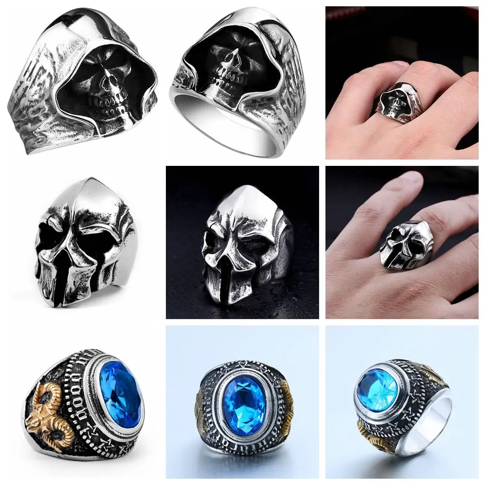 Кольца FDLK мужские в стиле хип хоп винтажные готические кольца с черепом турецком