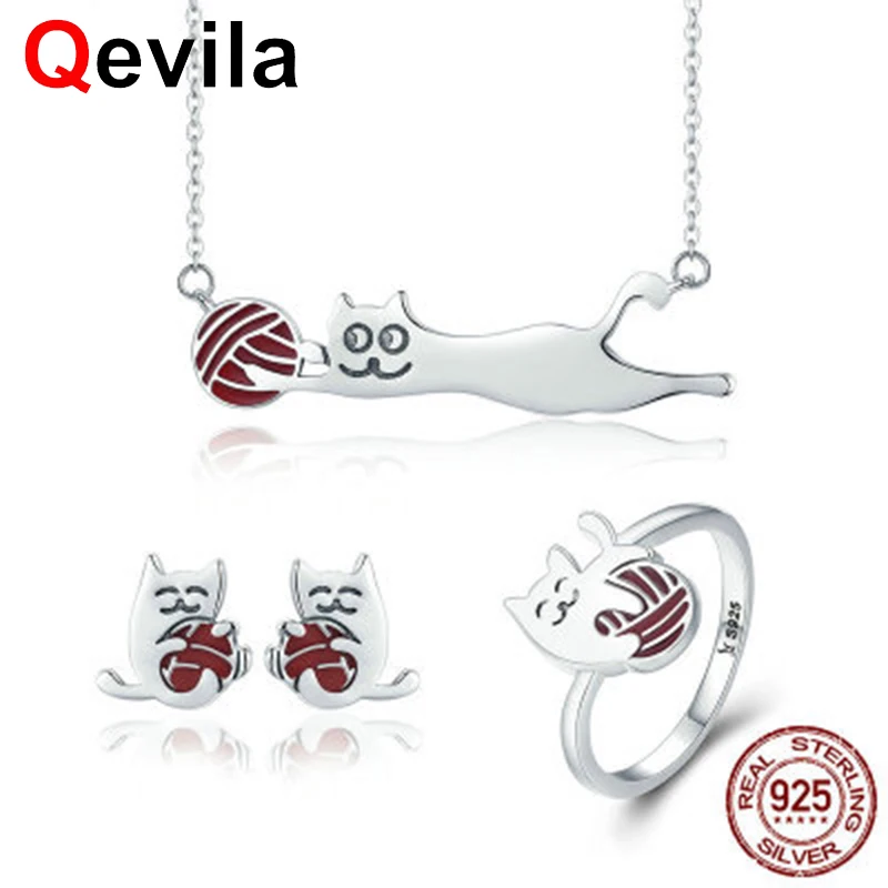 Qevila модные S925 Neckalace для Для женщин 100% Серебро 925 пробы сладкий озорной милые брюки