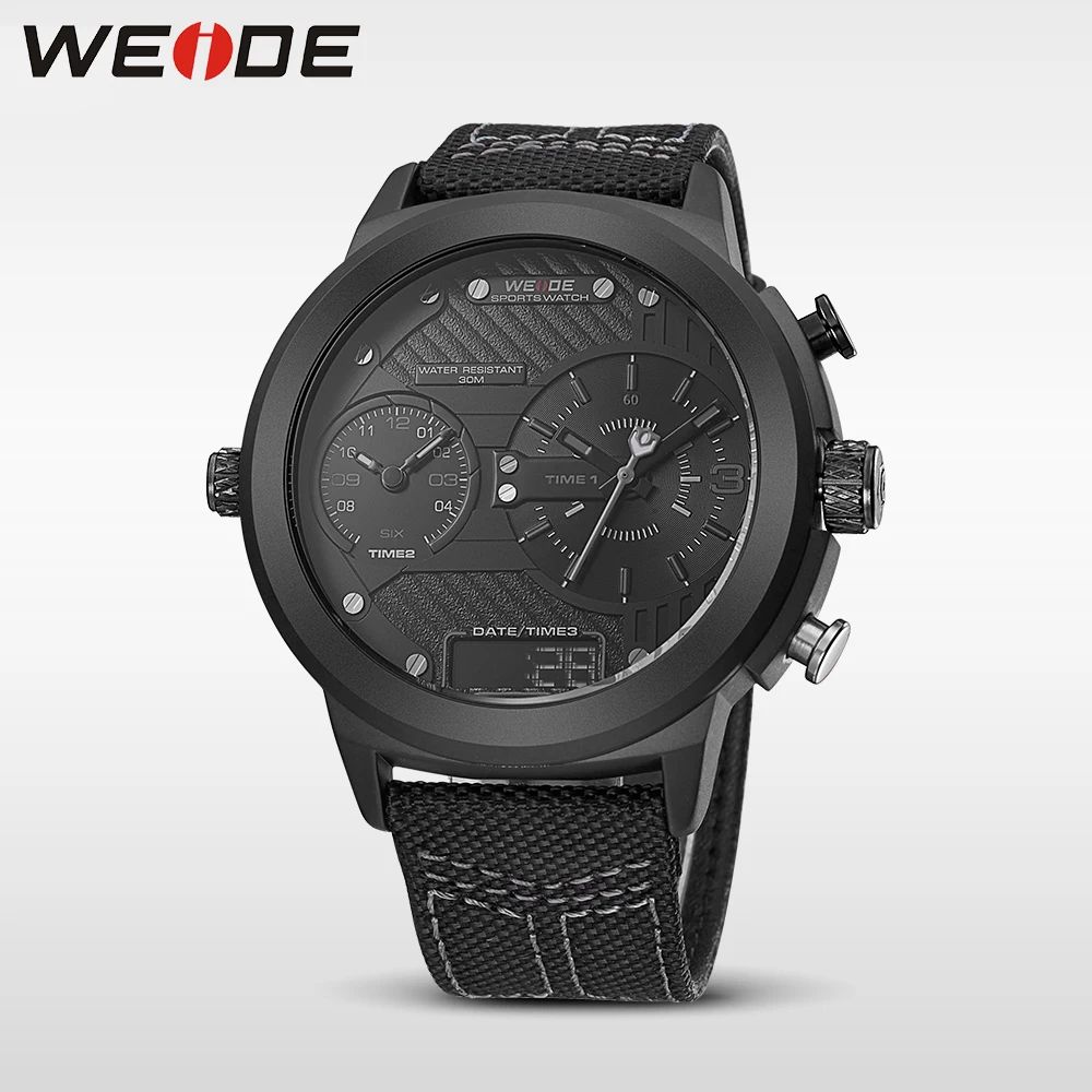 WEIDEnew часы Спорт цифровой нейлоновый ремешок черный круглый большой циферблат