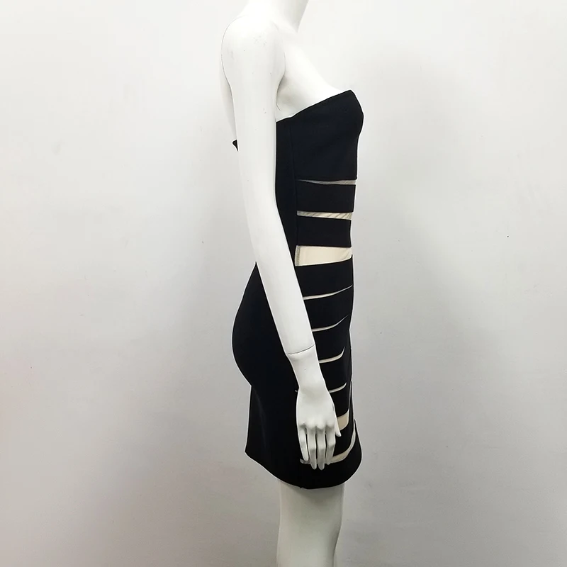 Summer Style Sexy Strapless Striped Mesh Bandage Dress 2018 Knitted Elegant Designer Party | Женская одежда
