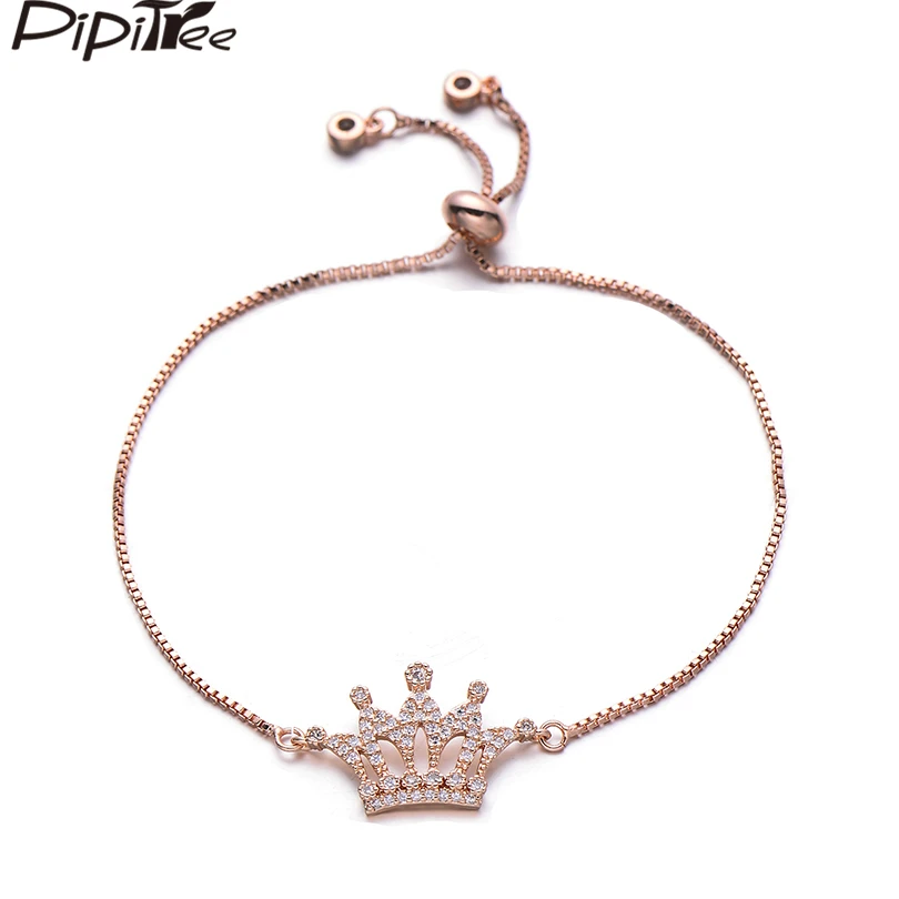 Женский медный браслет Pipitree роскошный принцессы с короной и микрозакрепкой из