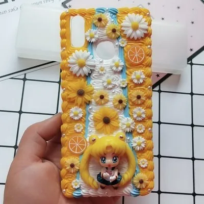 Sailor Moon flower K 3D чехол ручной работы для samsung S10 plus S9/S8+ кремовый Сейлор Мун чехол для телефона «сделай сам» Galaxy Note 8/9 заказной крем конфетный подарок для девочки - Цвет: Sailor Moon flower K