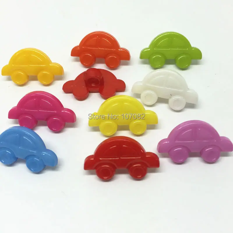 

900pcs Mixed Car Shaped Buttons Plastic Cartoon Shank Buttons Sewing DIY Crafts Baby Scrapbooking