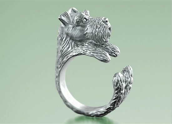 Оптовая продажа уникальное миниатюрное кольцо шнауцера ручной работы в стиле