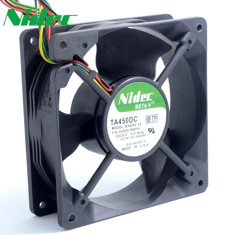 Nidec TA450DC B34262 34 12V 0.8A 12038 12 см 120 мм большой воздушный поток вентилятор охлаждения