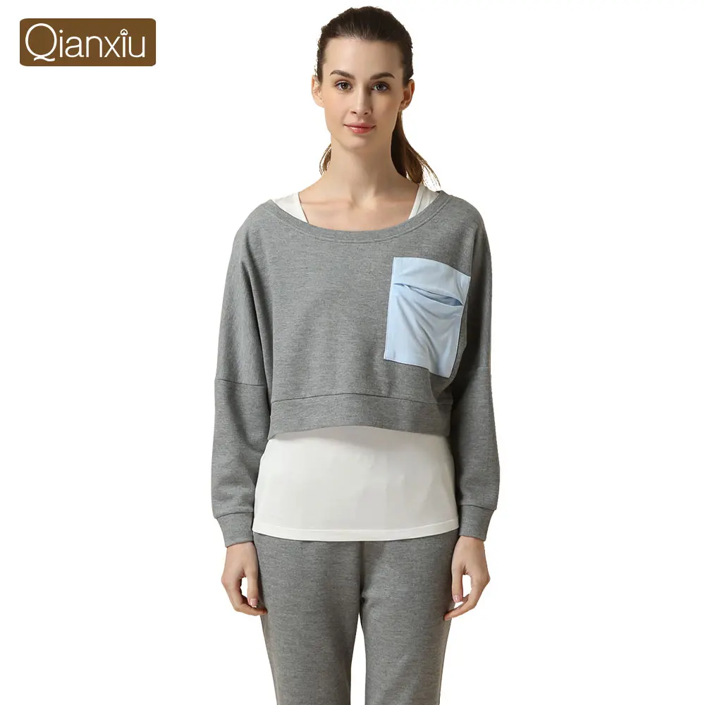 Женские повседневные пижамные комплекты из хлопка и модала футболка с длинным