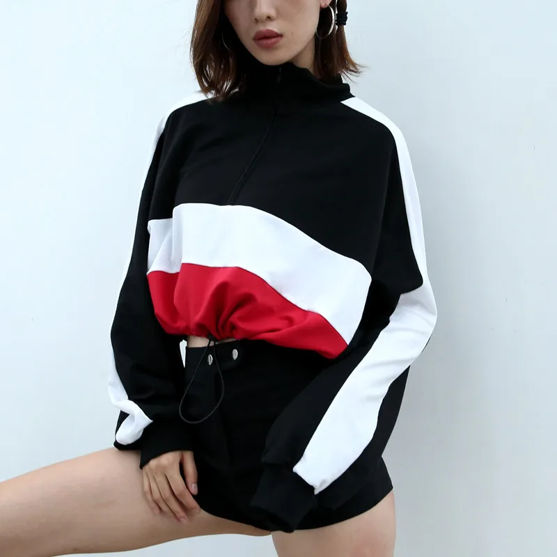 Женские толстовки с капюшоном Sweat Femme 2018 хлопковые зимние полосатые пальто