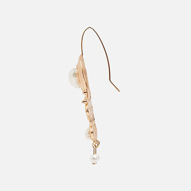 Solememo Gold Color ZA Drop Dangle Earrings Women Simulated Pearl Tassel Long Vintage Elegant Jewelry Wholesale E5330 | Украшения и