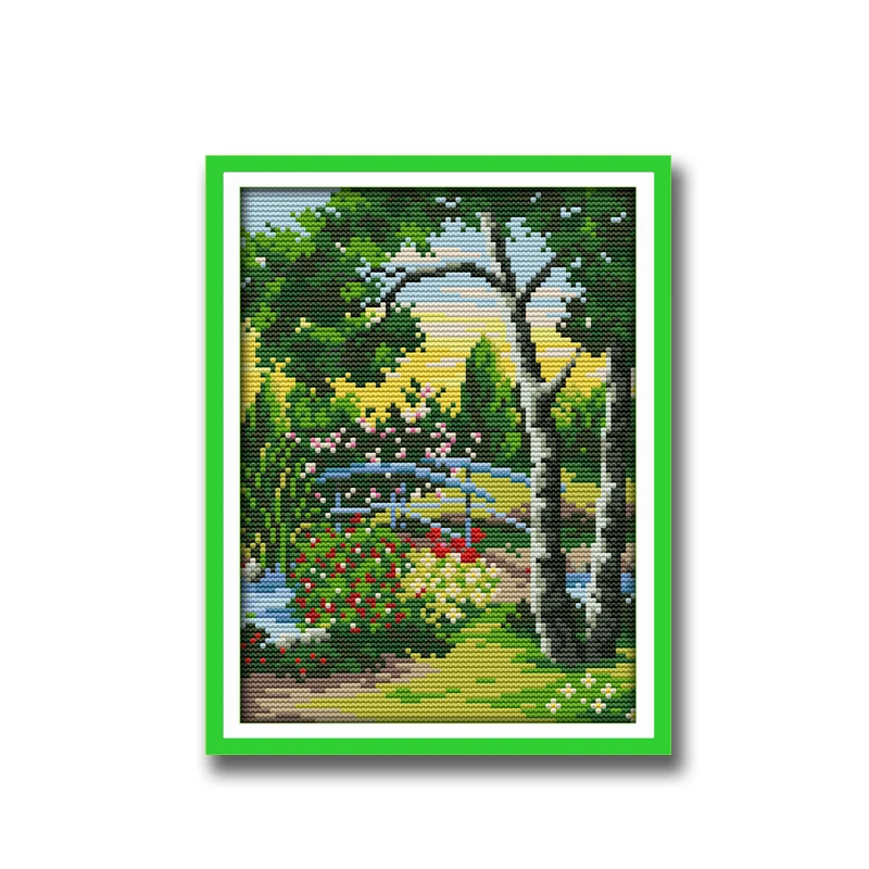The corner of the park garden tree flower dmc 14CT 11CT набор для рукоделия вышивка крестиком китайские
