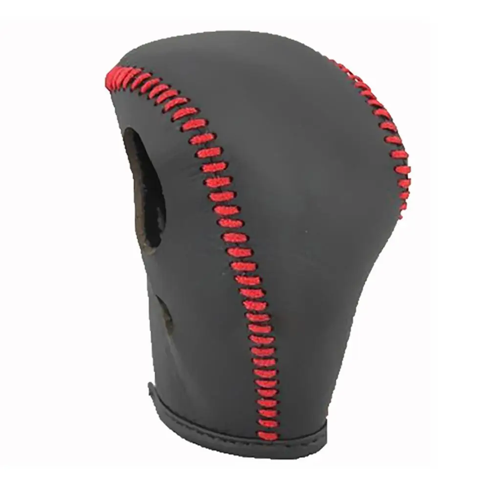 Gear Cover Red line PONSNY Рулевое управление автомобиля/Шестерня/ручной тормоз чехол из натуральной кожи для Mazda 2 2007-2012 авто ручные Прошитые чехлы - Название цвета: Gear Cover Red line