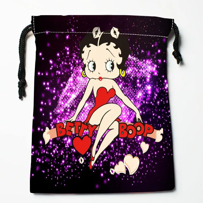 Высокое качество на заказ betty boop печать сумка для хранения с завязкой подарочные атласные сумки 27x35 см компрессионные сумки