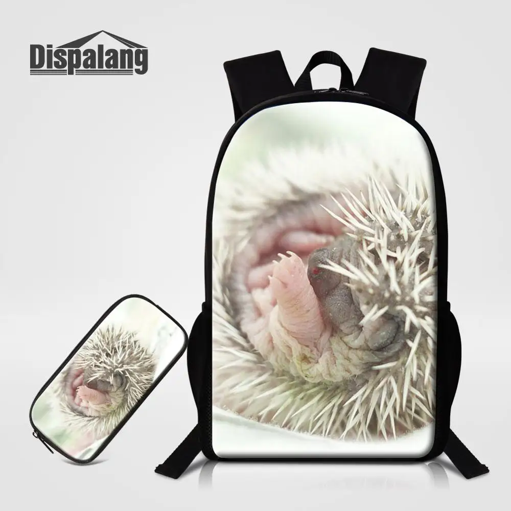 Dispalang 3D печать рюкзак с ежом в школу 2 шт. набор рюкзаки с карандашом сумка Детский Повседневный рюкзак для мальчиков и девочек Bookbags - Цвет: 2 PCS Set15
