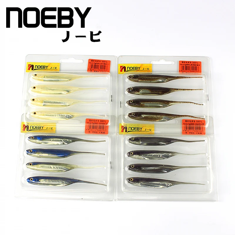 NOEBY 4 шт./лот Мягкая приманка 100 мм/3 г рыболовные приманки плавающие 3D Iscas