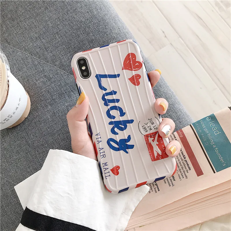 Suitcase phone case for iPhone XS MAX cover X XR 6Plus 6s 7 back 8 Plus lucky letter envelope |