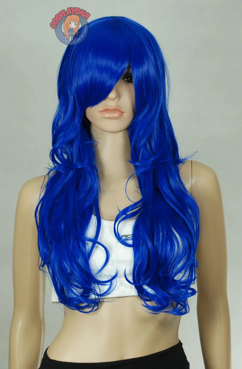 Серии темно-синий волнистые длинные косплей парики USPS быстрая доставка в сша j2126 (