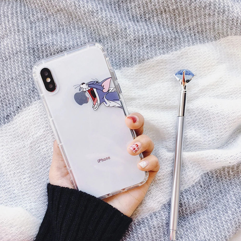 Мультяшная пара том Джерри для iPhone X Xs Max Xr 8 7 5 6 s SE 5S 6Plus 6s Plus 7Plus 8Plus Милая подушка