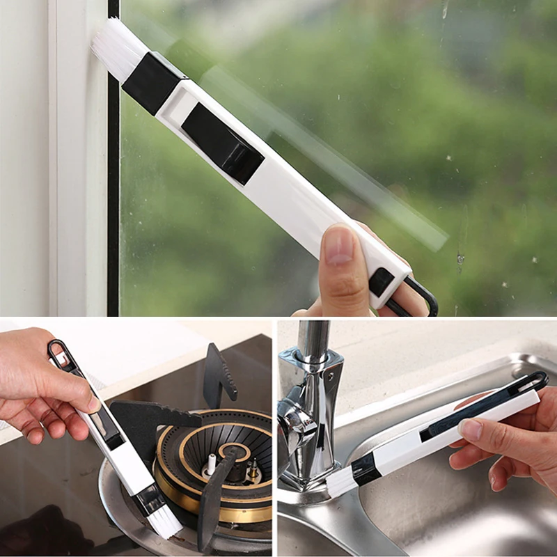 2 в 1 многоцелевая щетка для чистки с совком окна слепой угловой клавиатуры зазор