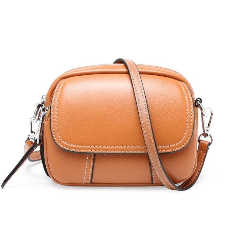 Женская сумка мессенджер из натуральной кожи с узором Личи маленькая мини в