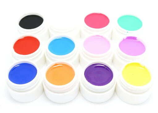 Набор из 12 однотонных цветных чистых гель-лаков для дизайна ногтей | Красота и