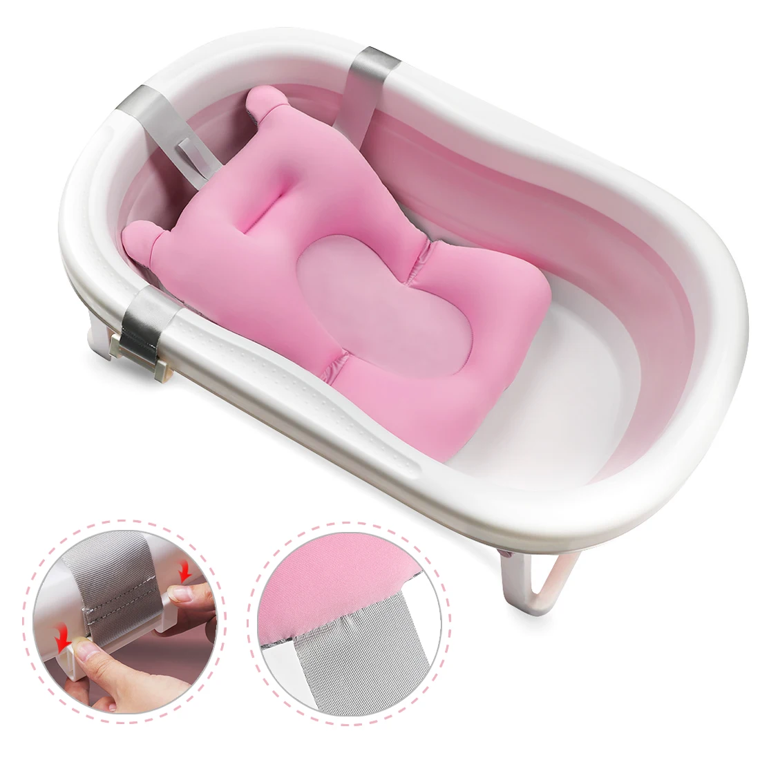 Baby Shower переносная Подушка кровать для малышей с героями мультфильмов для малышей, детские коврики для ванной из материи, нескользящий коврик для ванной новорожденных безопасности ванны