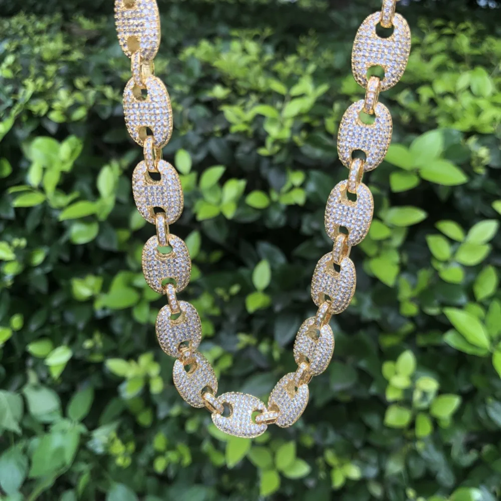 Offerte IL BLING RE 13mm Collane Per Gli Uomini/Donne Soffiato Marina Catena Grasso Link Choker Hiphop Iced Out Colorato Zircone Cubico Dei Monili