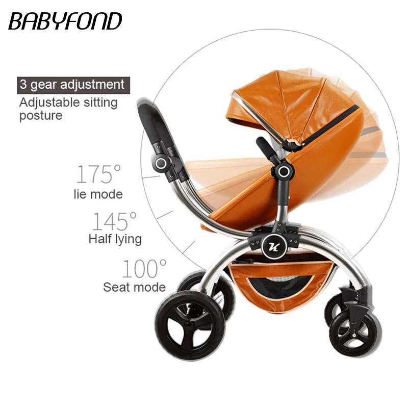 Kuudy Gudi high landscape baby stroller two-way four-wheeled folding lightweight can sit reclining | Мать и ребенок