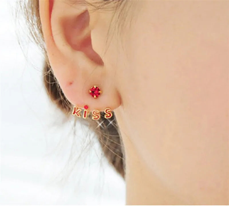 SexeMara корейские ювелирные изделия циркониевые буквы со стразами поцелуй