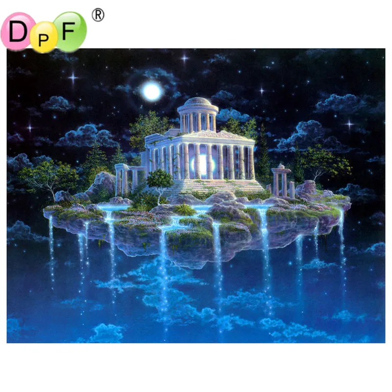 DPF Алмазная мозаика сделай сам водопад вилла алмазная живопись ручной работы